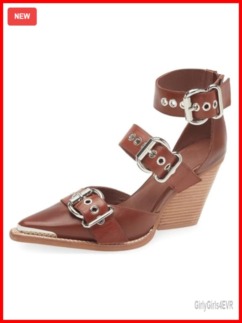 Wedge Stacked Heeled Sandals Pointed Toe Buckle Strap Dress Pumps